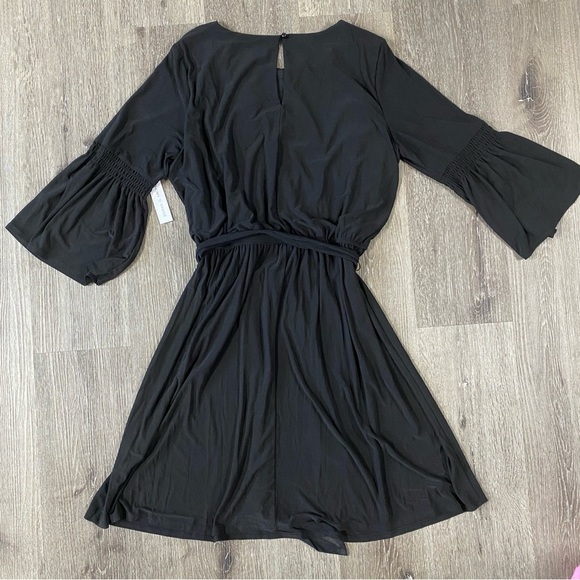 EMMA & MICHELE Black Dress Women’s Size Large Bell Sleeve Tie Waist NWT - Picture 5 of 6